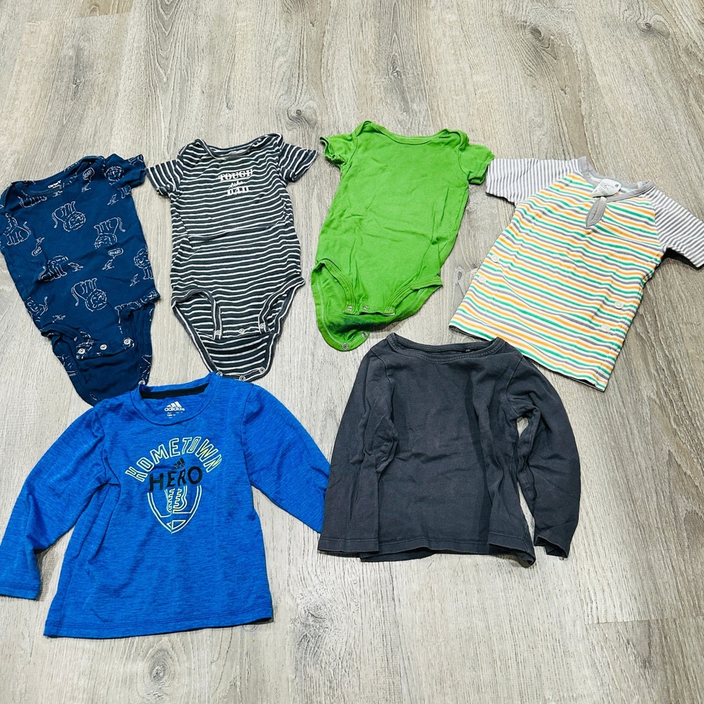 Adidas Carters Uniqlo Next Baby Boys Bodysuits and Tops Lot 18-24M 6pc